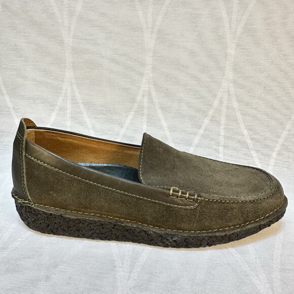 Lands' End Women's‎ Loafers Crepe Sole venetian sz 8.5 M Mocs Army Green 86366 - Picture 1 of 9